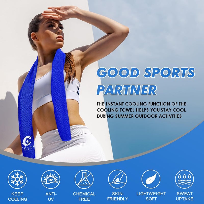 CASITE 4 Pack Cooling Towels (47"x12") for Neck and Face, Ice Towel for Hot Weather, Soft Breathable Chilly Gym Towels, Microfiber Towel for Work Out, Yoga, Running, Camping & More Activities - Image 5